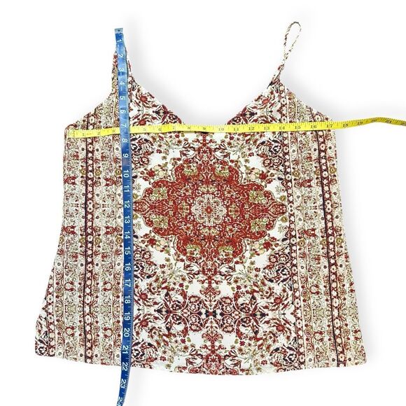 L’AGENCE Women’s Red Cream Jane Printed Silk Spaghetti Strap Cami Top Size Small - Picture 8 of 8